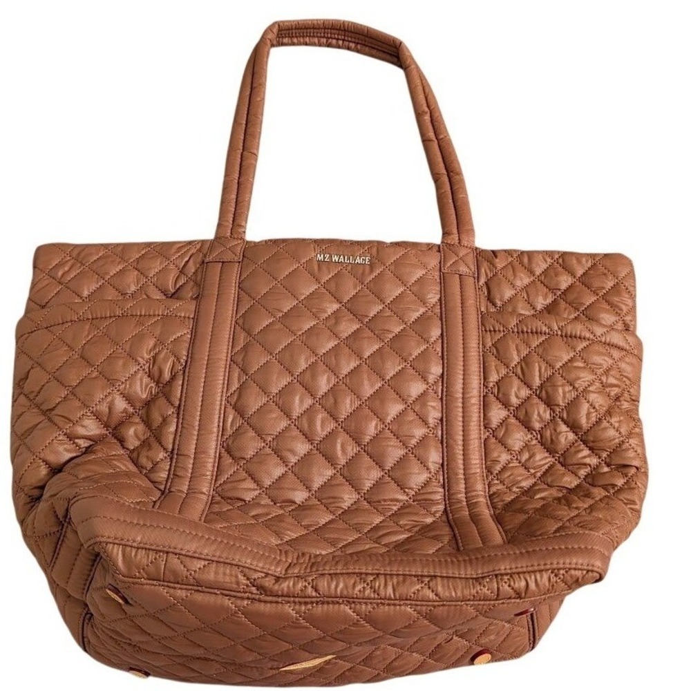 MZ Wallace Quilted Tote in Cognac Brown Nylon - Picture 3 of 16